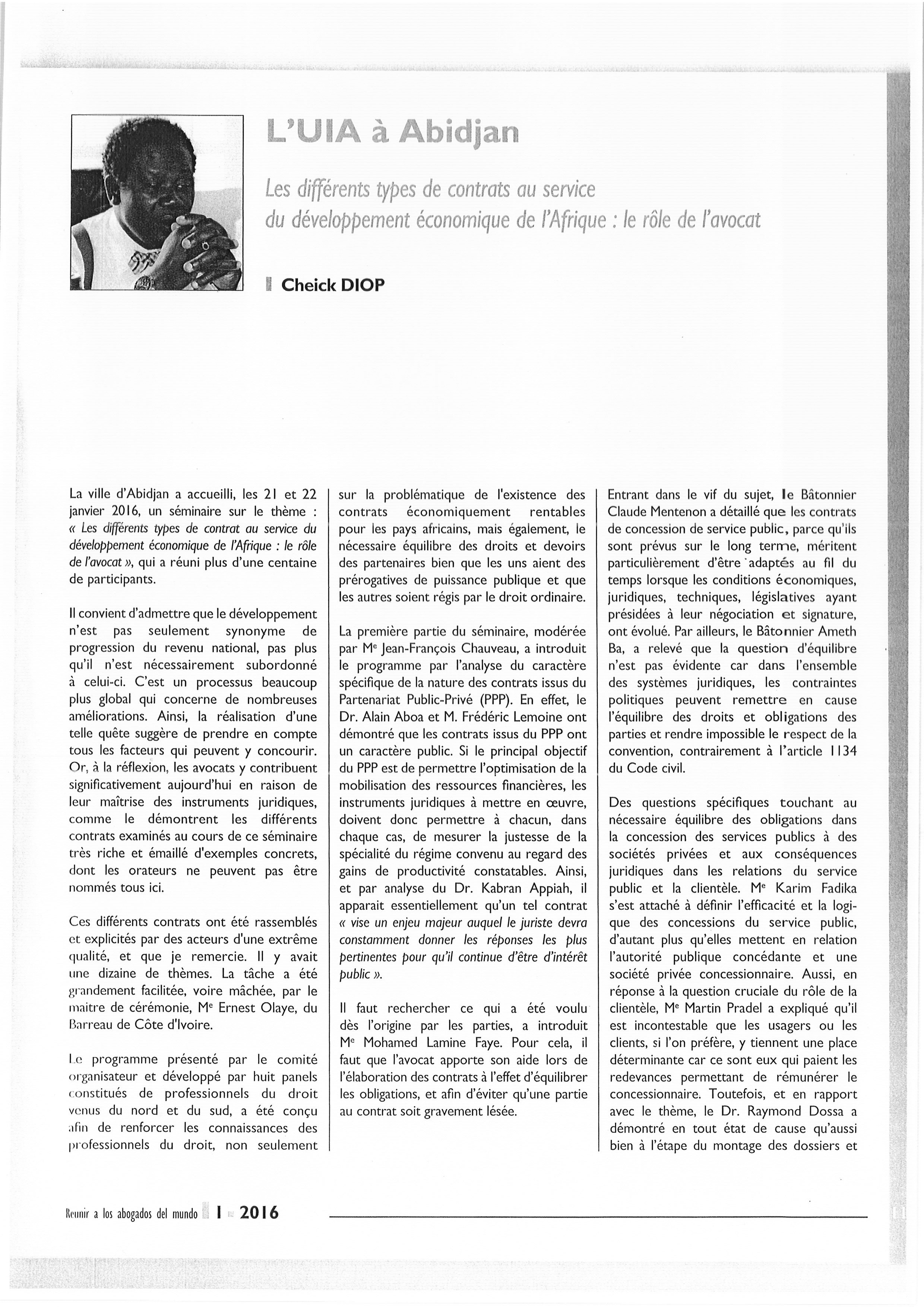 Les différents types de contrats au service du développement économique de l'Afrique : le rôle de l'Avocat